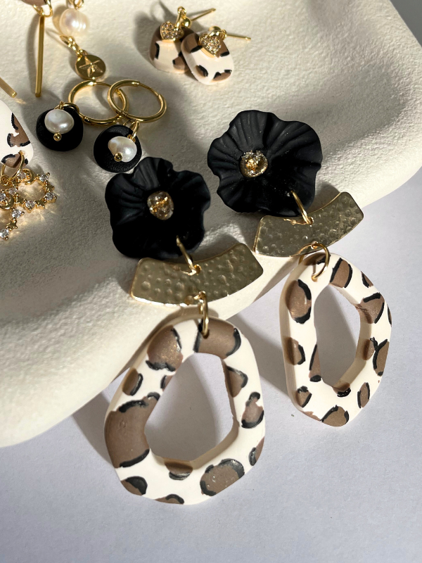 Leopard Floral Statement Dangles