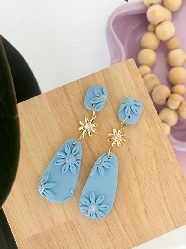 Baby Blue Floral Dangles